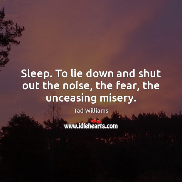 Sleep. To lie down and shut out the noise, the fear, the unceasing misery. Image