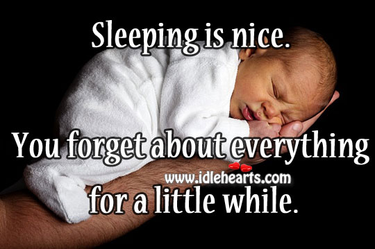 Sleeping is nice. You forget about everything for a little while. Image