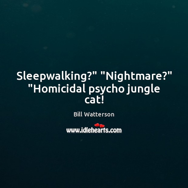 Sleepwalking?” “Nightmare?” “Homicidal psycho jungle cat! Image
