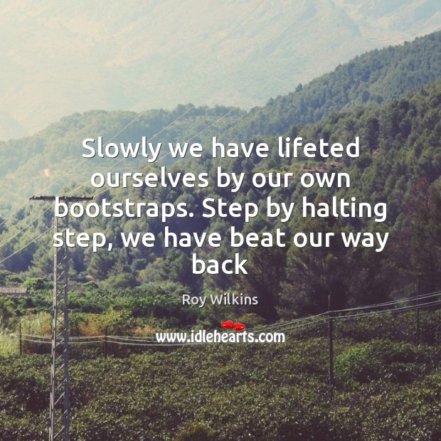Slowly we have lifeted ourselves by our own bootstraps. Step by halting Roy Wilkins Picture Quote