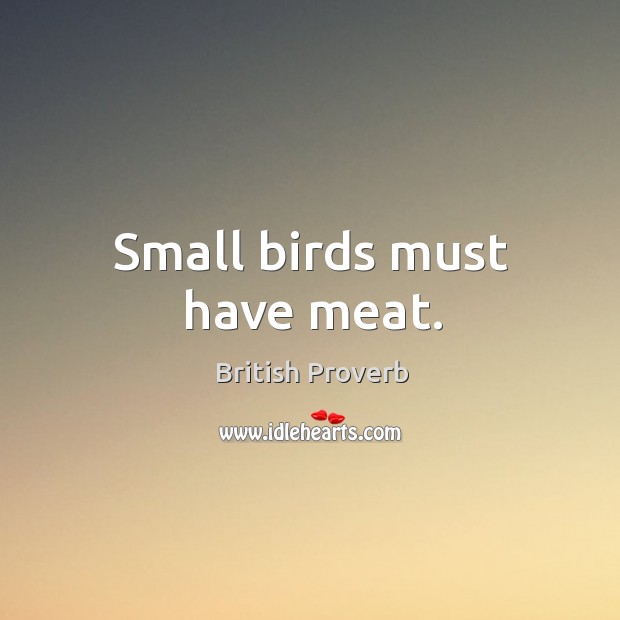 Small birds must have meat. British Proverbs Image