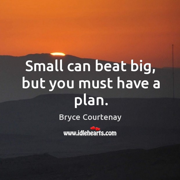 Small can beat big, but you must have a plan. Bryce Courtenay Picture Quote