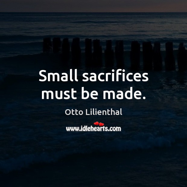 Small sacrifices must be made. Otto Lilienthal Picture Quote