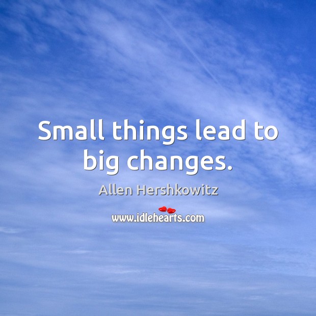 Small things lead to big changes. Allen Hershkowitz Picture Quote