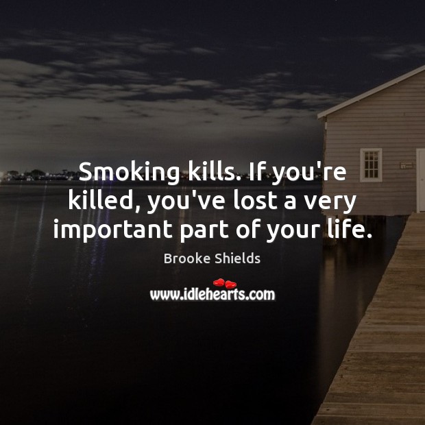 Smoking kills. If you’re killed, you’ve lost a very important part of your life. Image