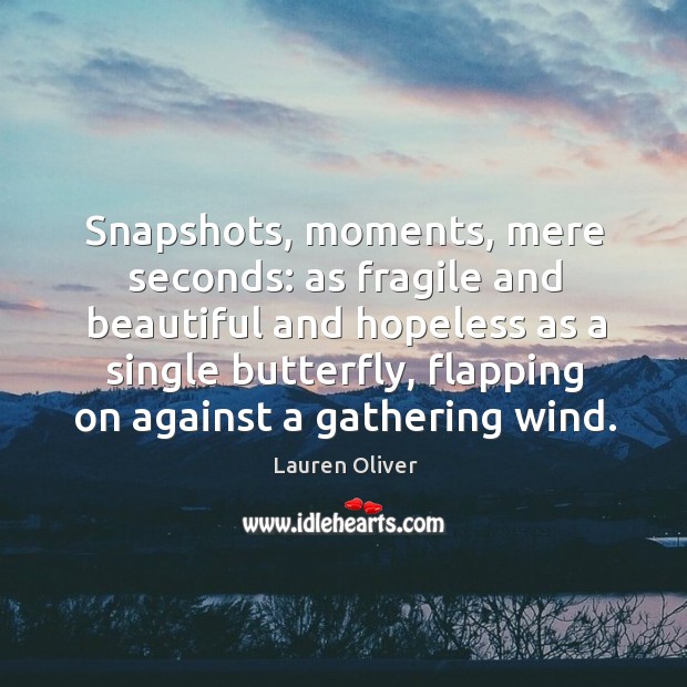 Snapshots, moments, mere seconds: as fragile and beautiful and hopeless as a 