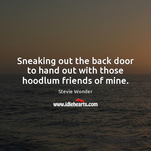 Sneaking out the back door to hand out with those hoodlum friends of mine. Stevie Wonder Picture Quote