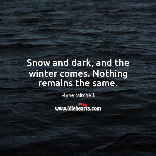 Snow and dark, and the winter comes. Nothing remains the same. Image