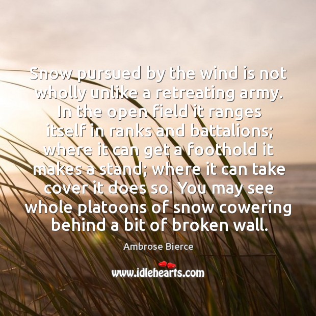 Snow pursued by the wind is not wholly unlike a retreating army. Image