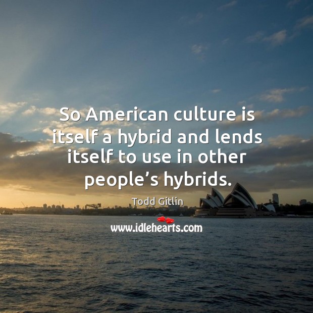 So american culture is itself a hybrid and lends itself to use in other people’s hybrids. Image