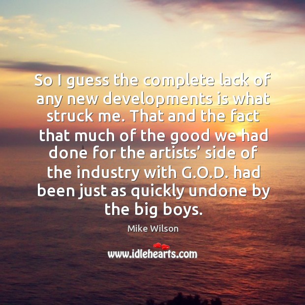 So I guess the complete lack of any new developments is what struck me. Mike Wilson Picture Quote