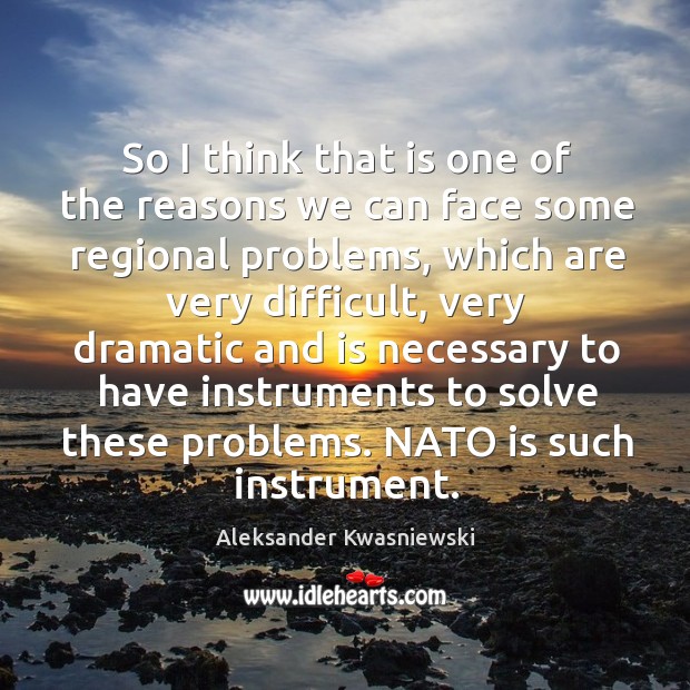 So I think that is one of the reasons we can face some regional problems Aleksander Kwasniewski Picture Quote
