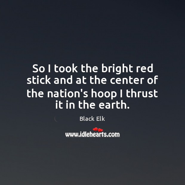 So I took the bright red stick and at the center of Black Elk Picture Quote