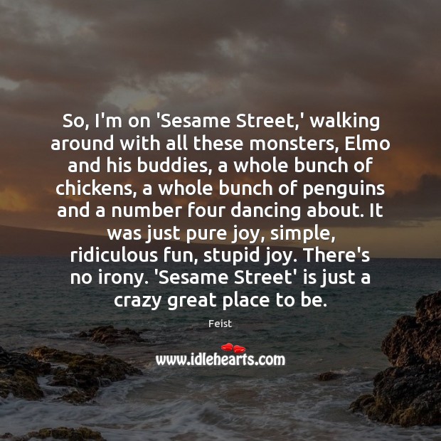 So, I’m on ‘Sesame Street,’ walking around with all these monsters, Feist Picture Quote