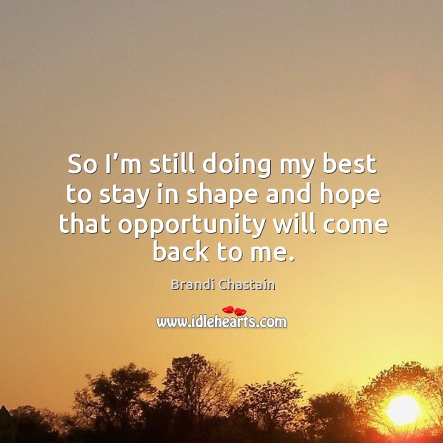 So I’m still doing my best to stay in shape and hope that opportunity will come back to me. Brandi Chastain Picture Quote