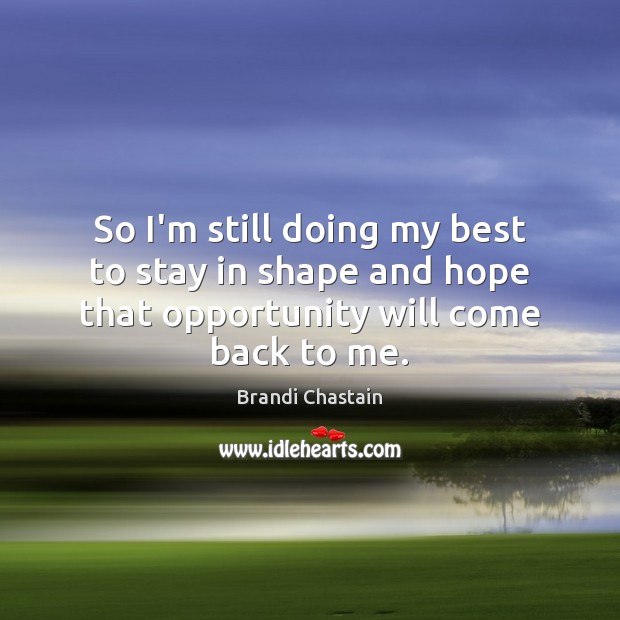 So I’m still doing my best to stay in shape and hope Brandi Chastain Picture Quote