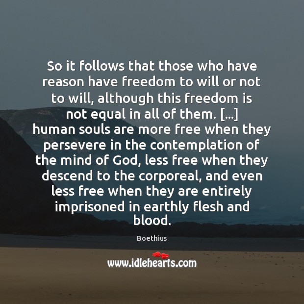 So it follows that those who have reason have freedom to will Boethius Picture Quote