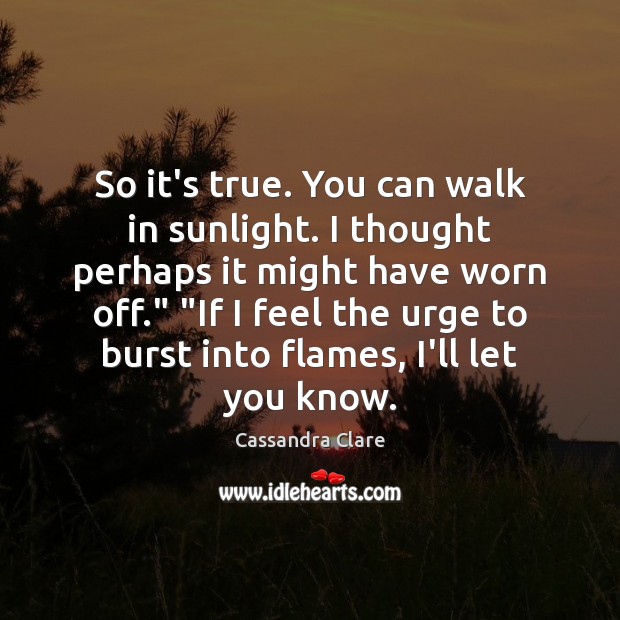 So it’s true. You can walk in sunlight. I thought perhaps it Image