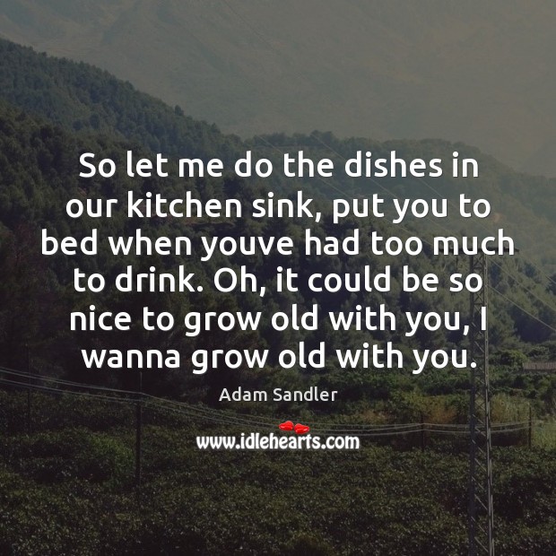 So let me do the dishes in our kitchen sink, put you Adam Sandler Picture Quote