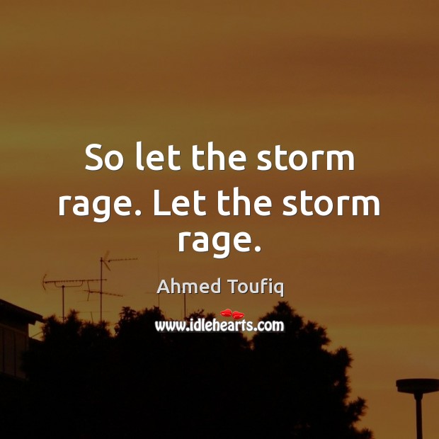 So let the storm rage. Let the storm rage. Ahmed Toufiq Picture Quote