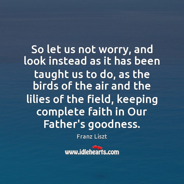 So let us not worry, and look instead as it has been Franz Liszt Picture Quote
