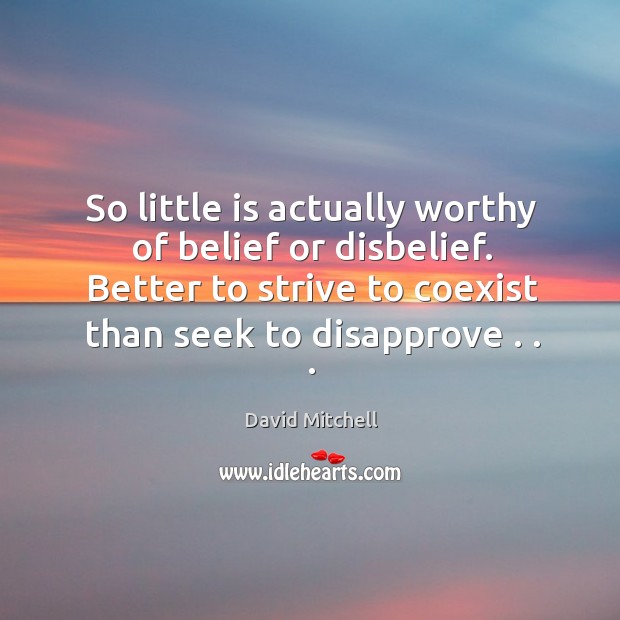 So little is actually worthy of belief or disbelief. Better to strive Image