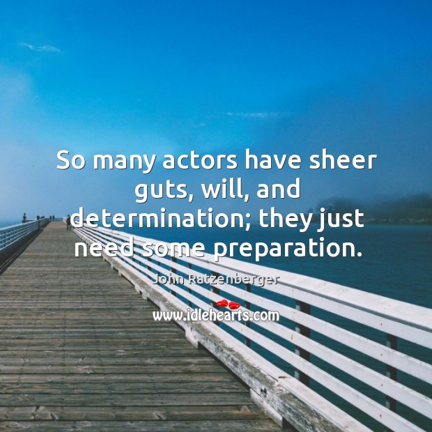 So many actors have sheer guts, will, and determination; they just need some preparation. John Ratzenberger Picture Quote