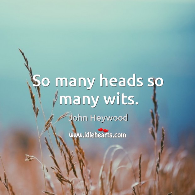 So many heads so many wits. John Heywood Picture Quote