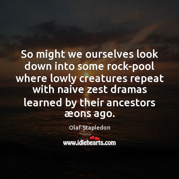 So might we ourselves look down into some rock-pool where lowly creatures Olaf Stapledon Picture Quote
