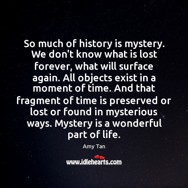 So much of history is mystery. We don’t know what is lost Amy Tan Picture Quote