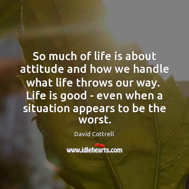 So much of life is about attitude and how we handle what David Cottrell Picture Quote
