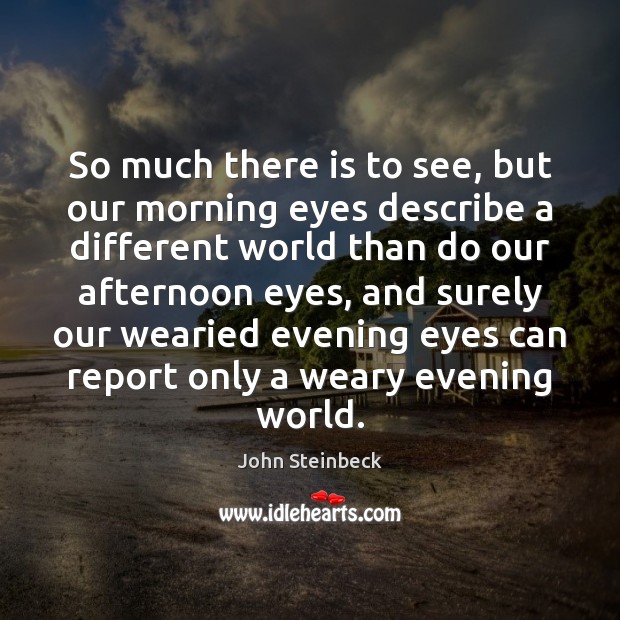 So much there is to see, but our morning eyes describe a John Steinbeck Picture Quote