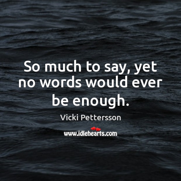 So much to say, yet no words would ever be enough. Vicki Pettersson Picture Quote