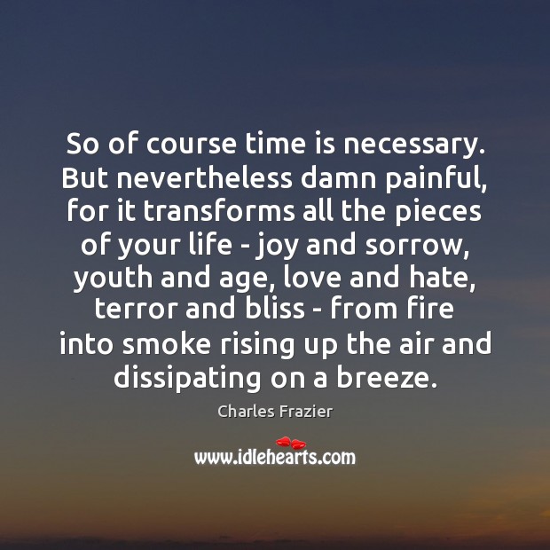 So of course time is necessary. But nevertheless damn painful, for it Charles Frazier Picture Quote