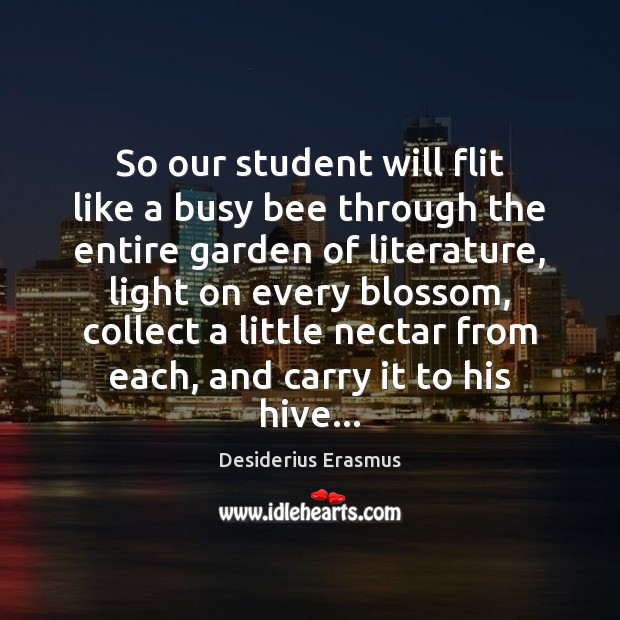 So our student will flit like a busy bee through the entire Desiderius Erasmus Picture Quote