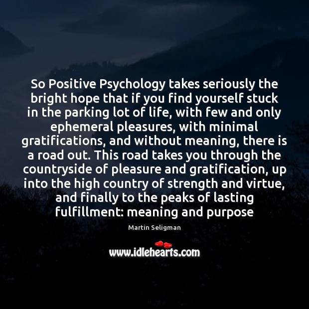 So Positive Psychology takes seriously the bright hope that if you find Image