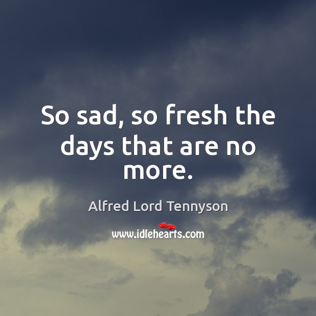 So sad, so fresh the days that are no more. Alfred Lord Tennyson Picture Quote