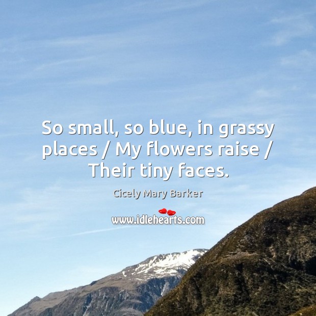 So small, so blue, in grassy places / My flowers raise / Their tiny faces. Image