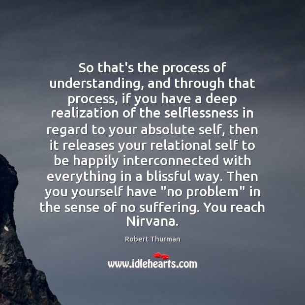So that’s the process of understanding, and through that process, if you Robert Thurman Picture Quote