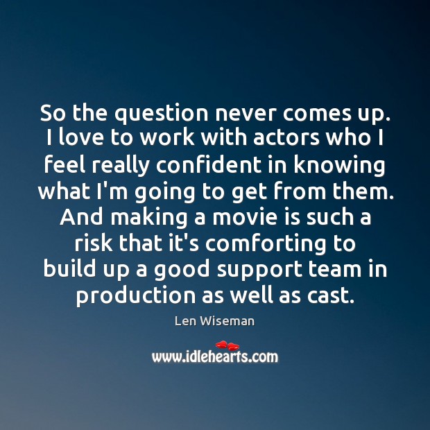 So the question never comes up. I love to work with actors Len Wiseman Picture Quote