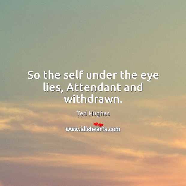 So the self under the eye lies, Attendant and withdrawn. Ted Hughes Picture Quote