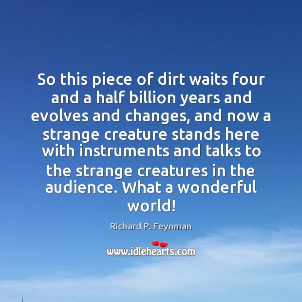 So this piece of dirt waits four and a half billion years Richard P. Feynman Picture Quote
