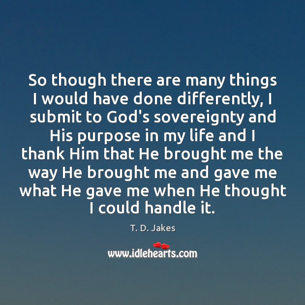 So though there are many things I would have done differently, I T. D. Jakes Picture Quote