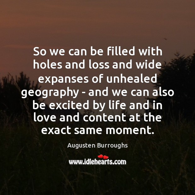 So we can be filled with holes and loss and wide expanses Augusten Burroughs Picture Quote