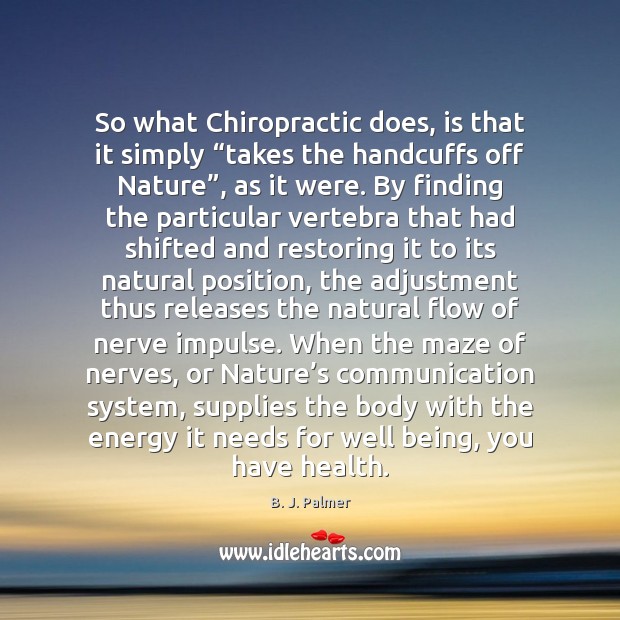 So what Chiropractic does, is that it simply “takes the handcuffs off Image