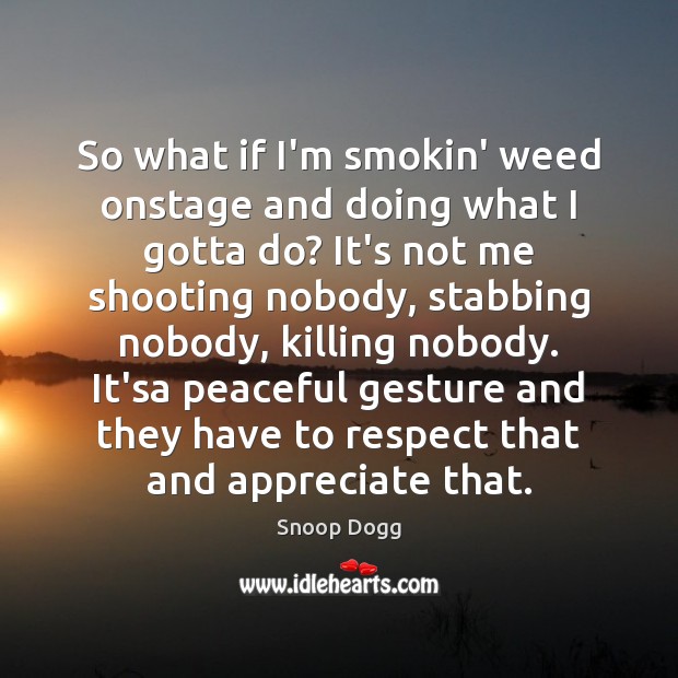 So what if I’m smokin’ weed onstage and doing what I gotta Snoop Dogg Picture Quote