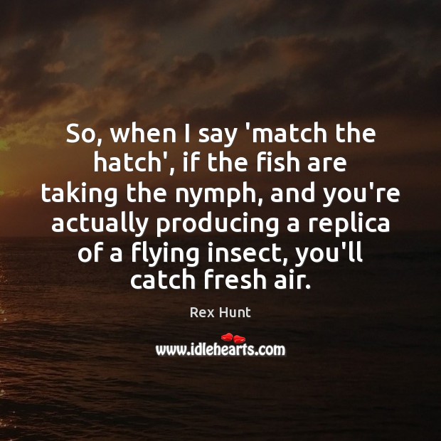 So, when I say ‘match the hatch’, if the fish are taking Rex Hunt Picture Quote