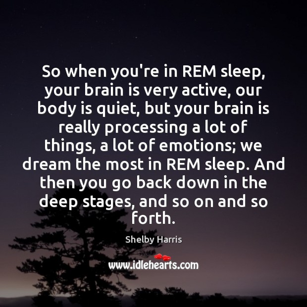 So when you’re in REM sleep, your brain is very active, our Shelby Harris Picture Quote