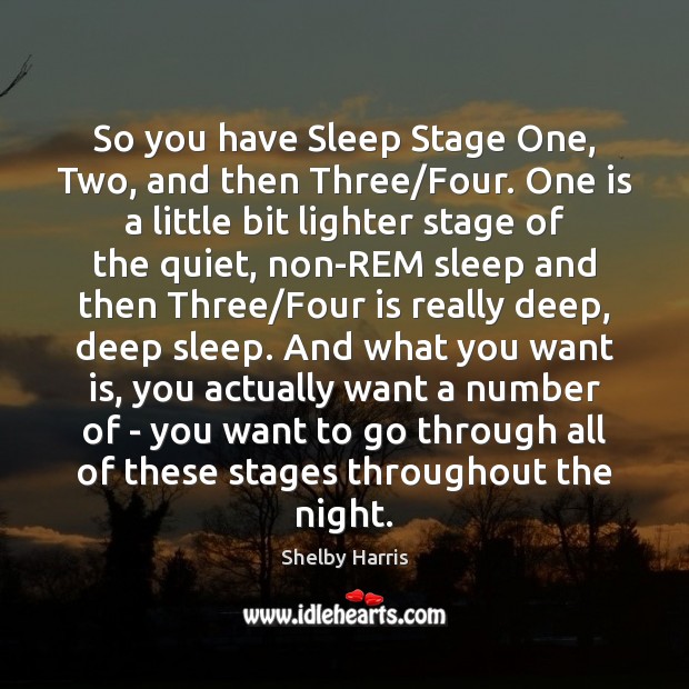 So you have Sleep Stage One, Two, and then Three/Four. One Shelby Harris Picture Quote