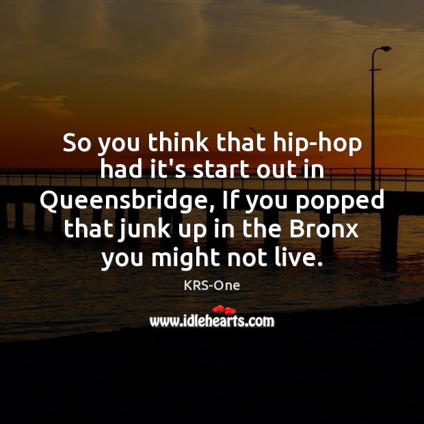 So you think that hip-hop had it’s start out in Queensbridge, If KRS-One Picture Quote